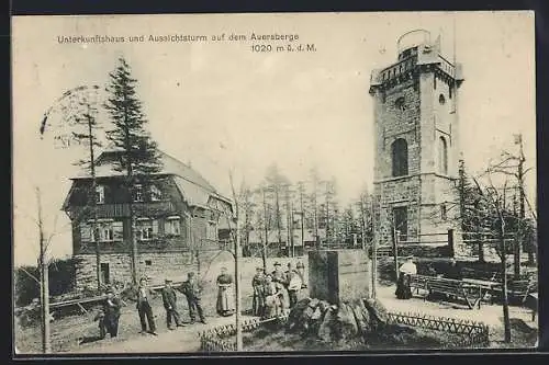 AK Wildenthal, Hotel Pension mit Aussichtsturm auf dem Auersberg