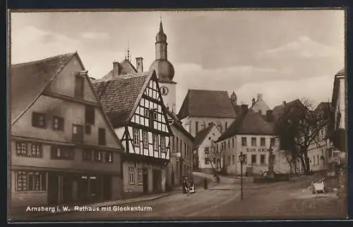 AK Arnsberg i. W., Rathaus mit Glockenturm