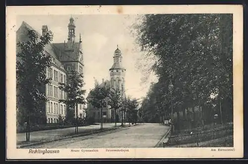 AK Recklinghausen, Neues Gymnasium u. Feuerwehrdepot am Herzogswall