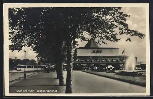 AK Mülheim-Ruhr, Strassenbahn am Gasthof Wasserbahnhof