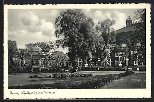 AK Essen, Stadtgarten mit Terrasse