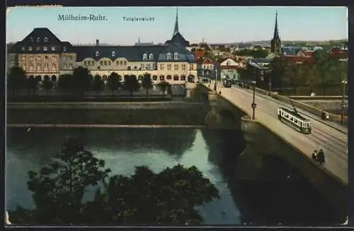 AK Mülheim-Ruhr, Totalansicht mit leuchtenden Fenstern