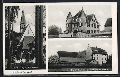 AK Medebach, Die Kapelle auf dem Kahlen, Burg Glindfeld, die 400 Jahre alte Oberförsterei Glindfeld