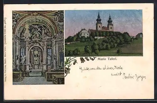 AK Maria-Taferl, Wallfahrtskirche und Inneres der Wallfahrtskirche