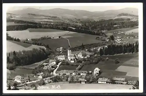 AK Zöbern N.-Ö., Totalansicht von einen Berg aus