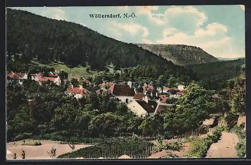 AK Wöllersdorf N.-Ö., Ortsansicht aus der Vogelschau