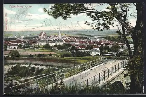 AK Eggenburg, Ortspanorama mit Brücke