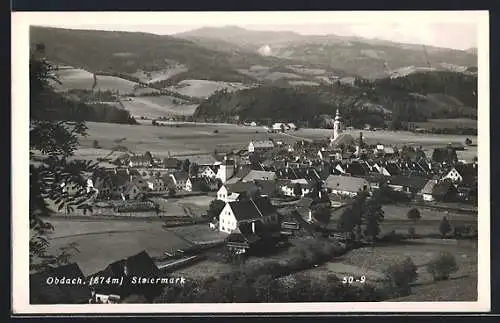 AK Obdach /Steiermark, Totalansicht von einen Berg aus