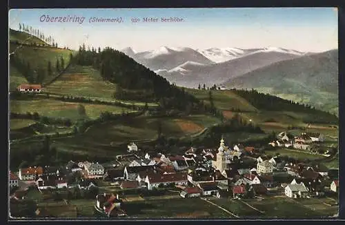 AK Oberzeiring /Steiermark, Totalansicht von einen Berg aus