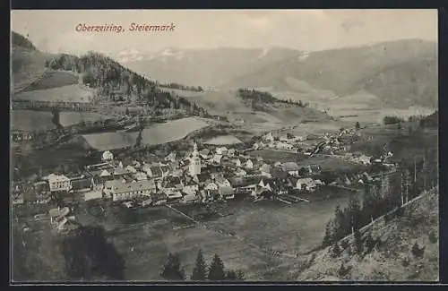 AK Oberzeiring /Steiermark, Totalansicht von einen Berg aus