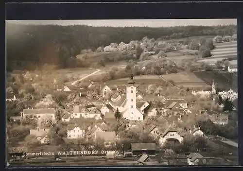 AK Waltersdorf /Oststmk., Ortsansicht von einen Berg aus