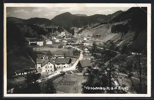 AK Weissenbach a. d. Enns, Gesamtansicht von einen Berg aus