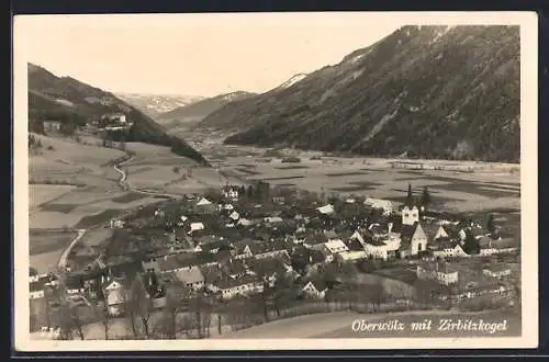 AK Oberwölz, Totalansicht mit Zirbitzkogel