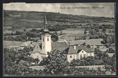 AK Dechantskirchen /Steiermark, Ortsansicht von einen Berg aus