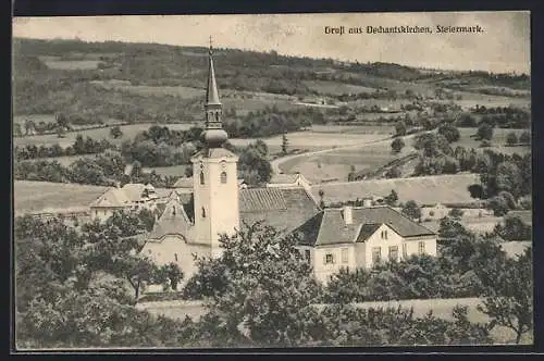 AK Dechantskirchen, Ortspartie mit Kirche