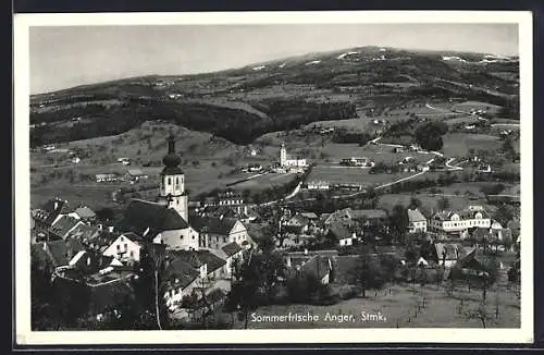 AK Anger /Steiermark, Totalansicht von einen Berg aus