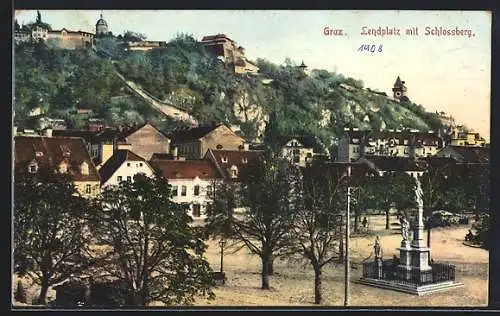 AK Graz, Lendplatz mit Schlossberg