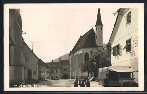 AK Oberwölz, Strassenpartie an der Spitalskirche