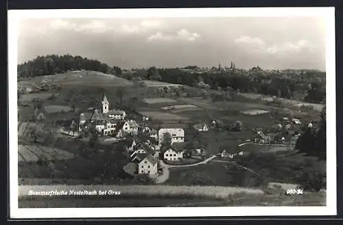 AK Nestelbach bei Graz, Ortsansicht von einen Berg aus