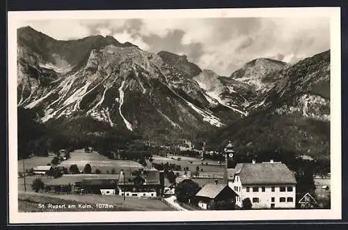 AK St. Rupert am Kulm, Ortsansicht mit Gebirge