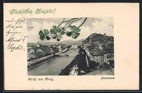 AK Graz, Panorama, Neujahrsgruss