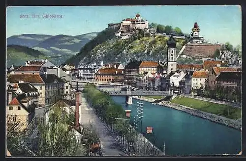 AK Graz, Mur mit Schlossberg