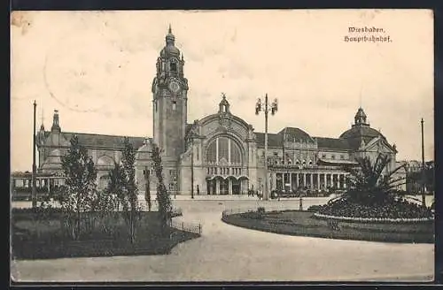 AK Wiesbaden, Partie am Hauptbahnhof