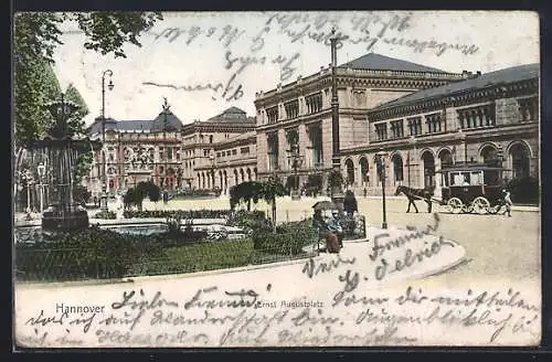 AK Hannover, Ernst Augustplatz und Bahnhof