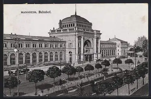 AK Mannheim, Blick auf den Bahnhof