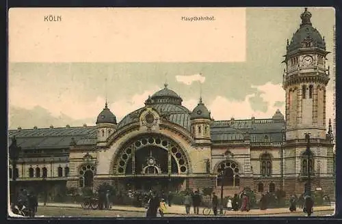 AK Köln, Hauptbahnhof mit Fahrradfahrer