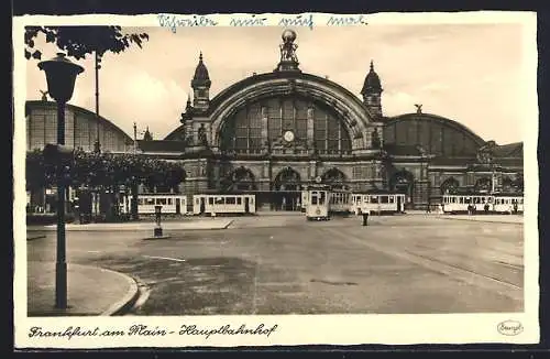 AK Frankfurt am Main, Hauptbahnhof mit Strassenbahnen