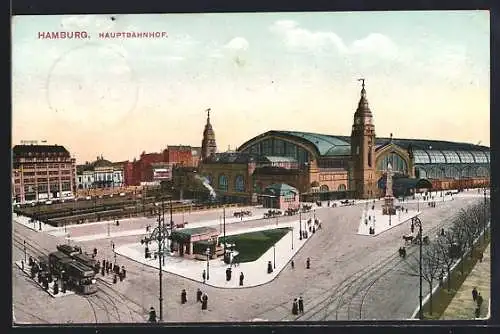 AK Hamburg-St.Georg, Strassenbahn am Hauptbahnhof