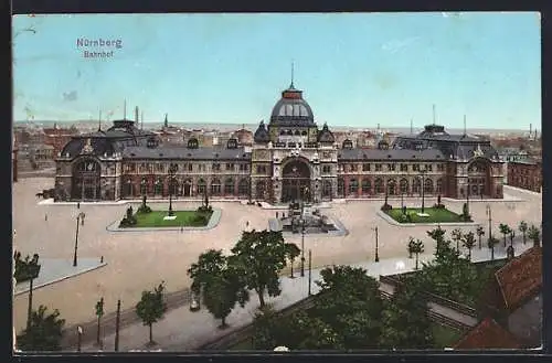 AK Nürnberg, Denkmal vor dem Bahnhof