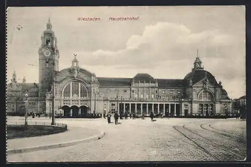 AK Wiesbaden, Blick auf den Hauptbahnhof