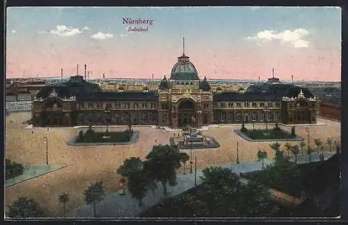 AK Nürnberg, Denkmal vor dem Bahnhof