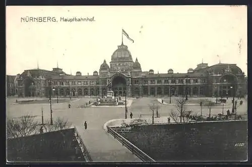 AK Nürnberg, Hauptbahnhof aus der Vogelschau