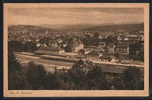 AK Schwäbisch-Gmünd, Bahnhof von oben aus gesehen