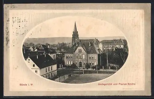 AK Bünde, Blick auf Amtsgericht mit Pauluskirche