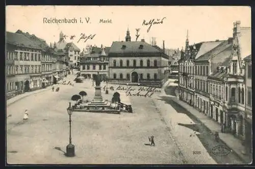 AK Reichenbach i. V., Blick über den Markt