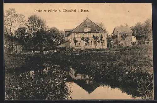 AK Clausthal i. Harz, Weiher am Gasthaus Pixhaier Mühle