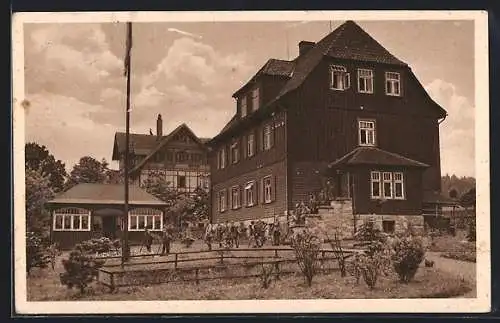 AK Braunlage /Harz, Mittelelbehaus mit Knabengruppe