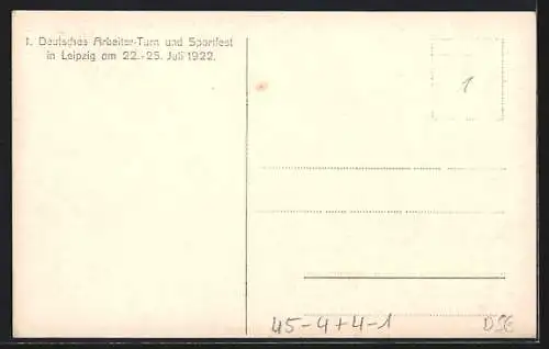 Foto-AK Leipzig, 1. Deutsches Arbeiter-Turnf- und Sportfest 1922, feierliche Parade