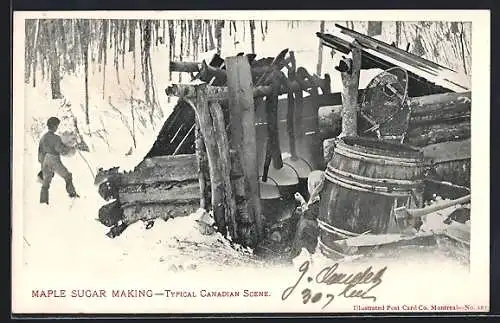 AK Maple sugar making, typical Canadian scene