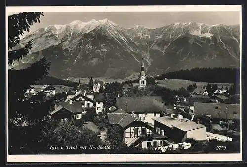 AK Igls i. Tirol, Ortsansicht mit Nordkette