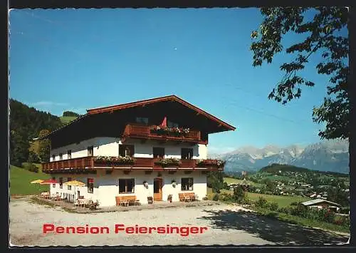 AK Kitzbühel, Pension Feiersinger im Alpenpanorama