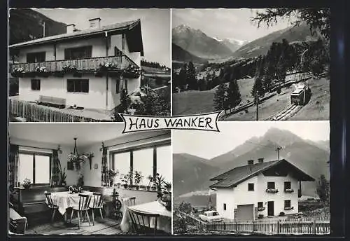 AK Telfes /Stubaital, Pension Haus Georg Wanker mit Innenansicht, Bergbahn