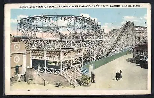 AK Nantasket Beach, MA, Bird`s Eye View of Roller Coaster in Paragon Park