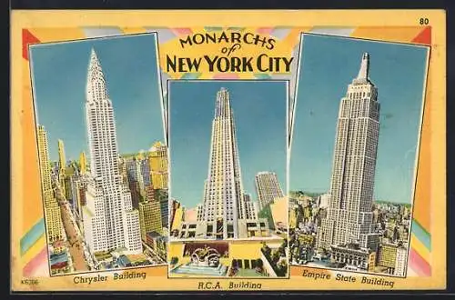 AK New York, NY, Chrysler Building, Empire State Building, R.C.A. Building