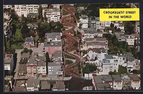 AK San Francisco, CA, Lombard Street, Aerial view