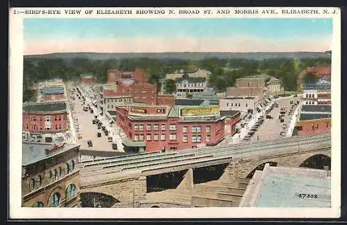 AK Elizabeth, NJ, Bird`s Eye View with Broad St.